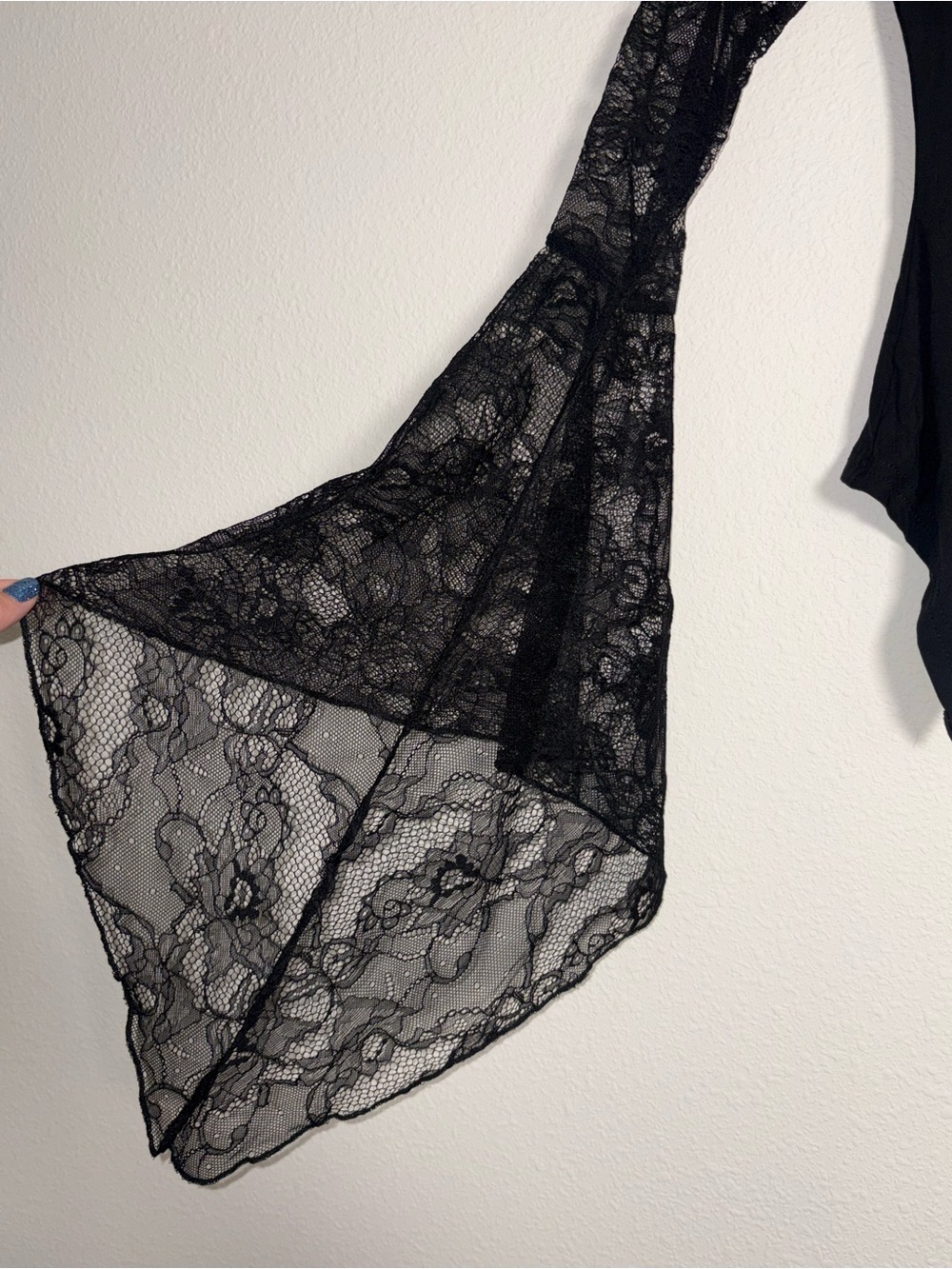 Dolls Kill Black Lace Bell Sleeve Corset Top - Picture 3 of 5